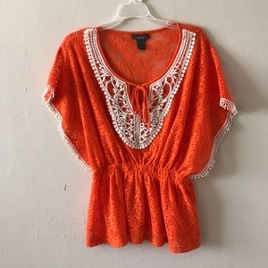 Orange flowy shirt